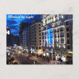 Madrid bij nacht briefkaart
