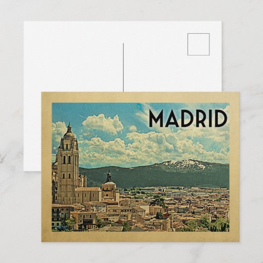 Madrid Briefkaart Spanje Vintage Travel (Voorkant / Achterkant)