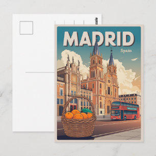 Madrid bus spanje vintage reis souvenirs, cadeaus briefkaart