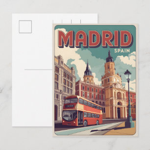 Madrid bus Spanje vintage reis souvenirs, cadeaus Briefkaart