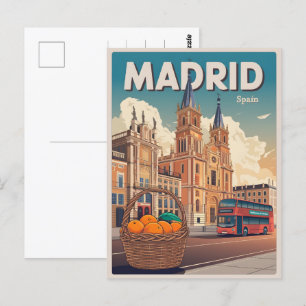 Madrid bus spanje vintage reizen souvenirs, gesche briefkaart