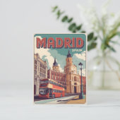 Madrid bus spanje vintage reizen souvenirs, gesche briefkaart (Staand voorkant)