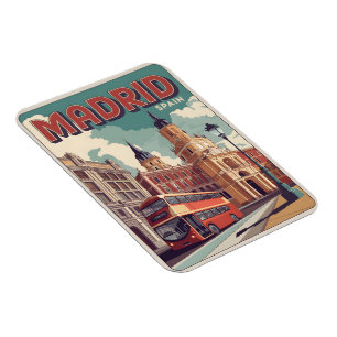 Madrid bus spanje vintage reizen souvenirs, gesche magneet