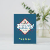 Madrid Capital Spain Retro Skyline  Feestdagenkaart (Staand voorkant)