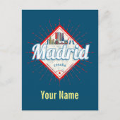 Madrid Capital Spain Retro Skyline  Feestdagenkaart (Voorkant)