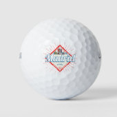 Madrid Capital Spain Retro Skyline  Golfballen (Voorkant)