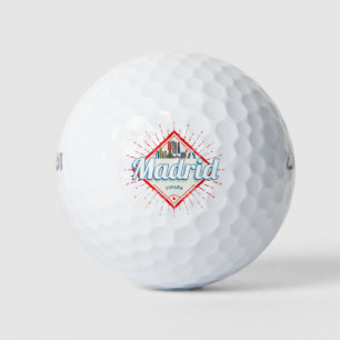 Madrid Capital Spain Retro Skyline Golfballen