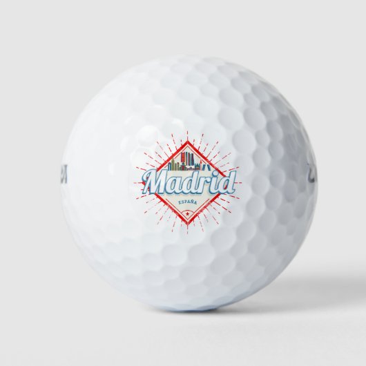 Madrid Capital Spain Retro Skyline  Golfballen (Voorkant)