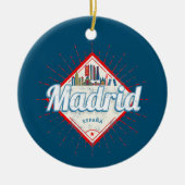 Madrid Capital Spain Retro Skyline Keramisch Ornament (Voorkant)
