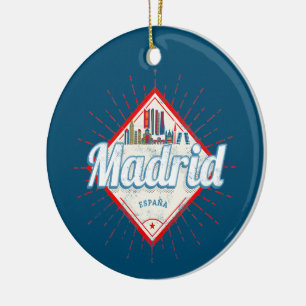 Madrid Capital Spain Retro Skyline  Keramisch Ornament