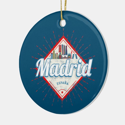Madrid Capital Spain Retro Skyline Keramisch Ornament (Links)