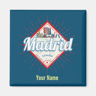 Madrid Capital Spain Retro Skyline  Magneet