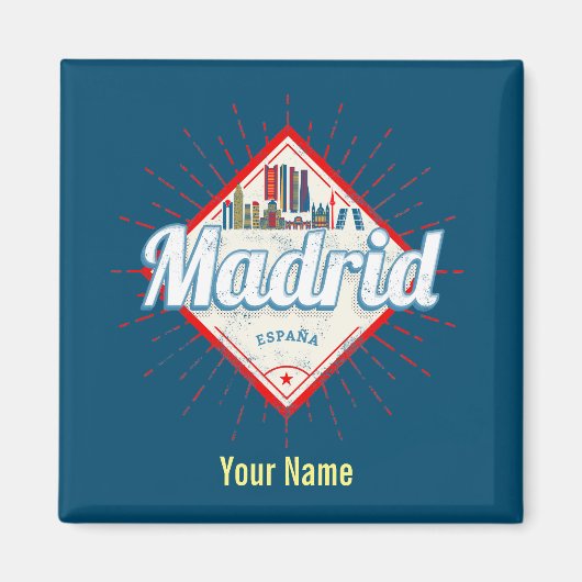 Madrid Capital Spain Retro Skyline  Magneet (Voorkant)