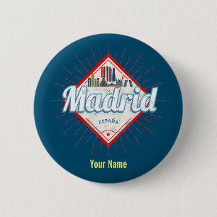 Madrid Capital Spain Retro Skyline Ronde Button 5,7 Cm
