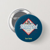 Madrid Capital Spain Retro Skyline Ronde Button 5,7 Cm (Voorkant /achterkant)