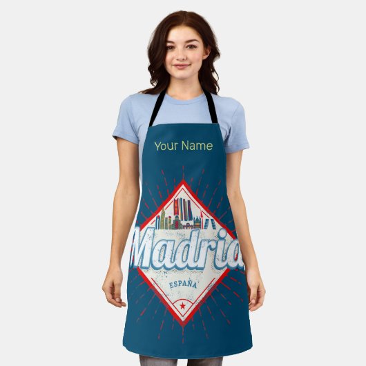 Madrid Capital Spain Retro Skyline Schort (Gedragen)