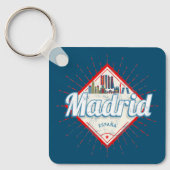 Madrid Capital Spain Retro Skyline Sleutelhanger (Voorkant)