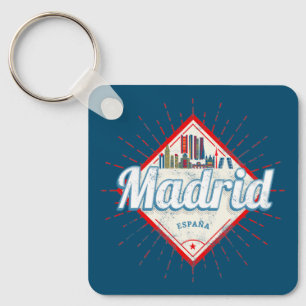 Madrid Capital Spain Retro Skyline Sleutelhanger
