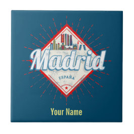 Madrid Capital Spain Retro Skyline Tegeltje