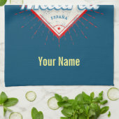 Madrid Capital Spain Retro Skyline  Theedoek (Gevouwen)