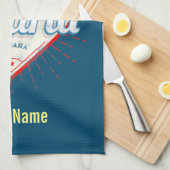 Madrid Capital Spain Retro Skyline  Theedoek (Quarter Fold)