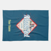 Madrid Capital Spain Retro Skyline  Theedoek (Horizontaal)