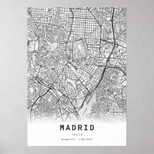 Madrid Cartografie Stadskaart Poster