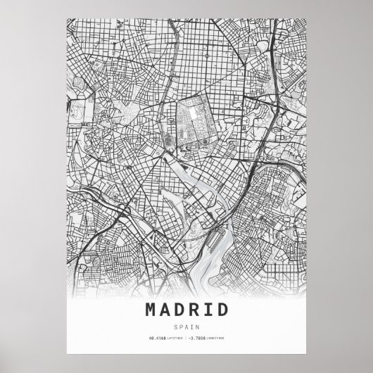 Madrid Cartografie Stadskaart Poster (Voorkant)