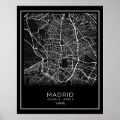 Madrid City Map - Madrid Black Map Poster (Voorkant)