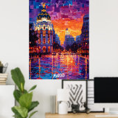 Madrid City Skyline Poster – Iconische Spaanse kun (Thuiskantoor)