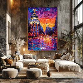 Madrid City Skyline Poster – Iconische Spaanse kun