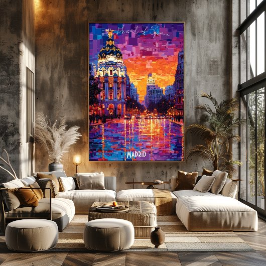 Madrid City Skyline Poster – Iconische Spaanse kun