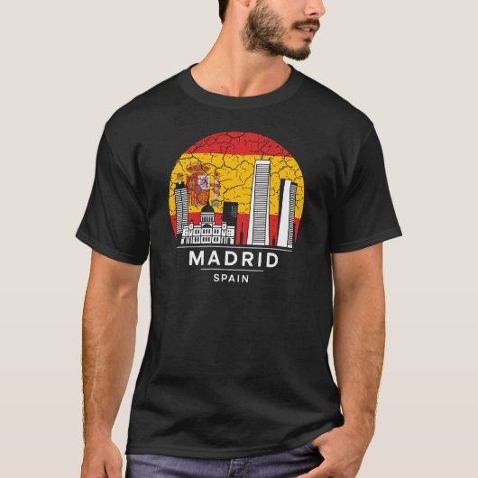 Madrid City Spanje Vlag T-shirt (Voorkant)