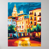 Madrid Cityscape Iconisch in Abstracte Fauvistisch Poster (Voorkant)