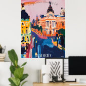 Madrid Cityscape met iconische straten in Fauvist Poster (Thuiskantoor)