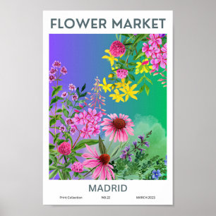 Madrid Colorful Flower Market Poster
