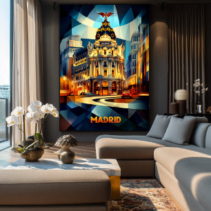 Madrid Cubistische Elegantie, Moderne Geometrische Poster
