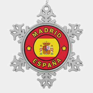 Madrid España Tin Sneeuwvlok Ornament