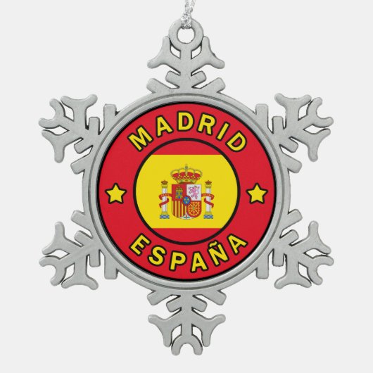 Madrid España Tin Sneeuwvlok Ornament (Voorkant)