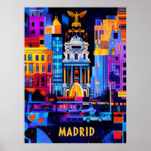 Madrid Geometrische nacht - levendige stedelijke s Poster (Voorkant)