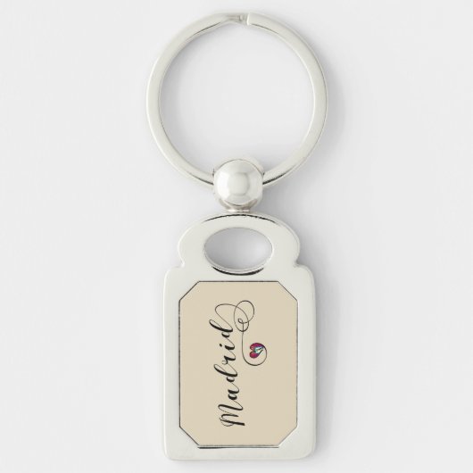 Madrid Heart Keyring, Spanje Sleutelhanger (Voorkant)