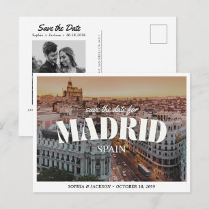 Madrid Huwelijk Save the Date Retro Bestemming Briefkaart