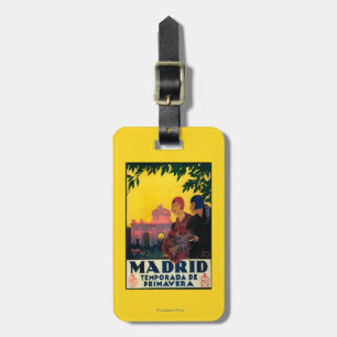 Madrid in het Springtime-Poster voor reispromotie Bagagelabel