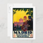Madrid in het Springtime-Poster voor reispromotie Briefkaart (Voorkant / Achterkant)