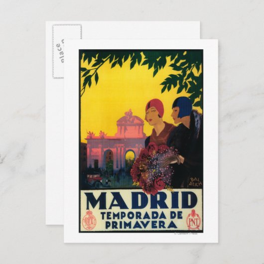 Madrid in het Springtime-Poster voor reispromotie Briefkaart (Voorkant / Achterkant)