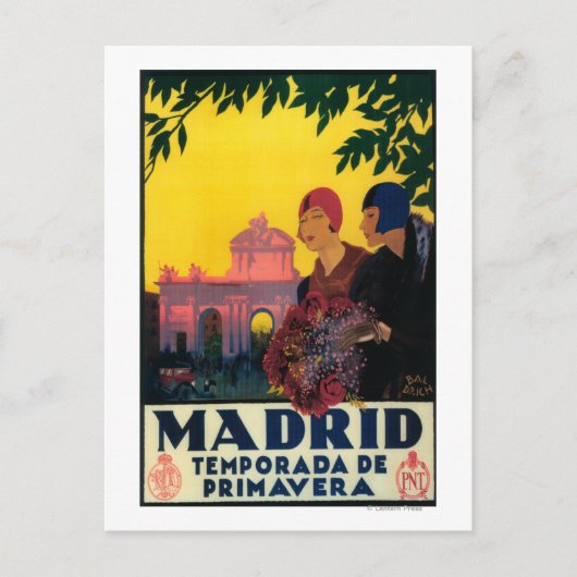 Madrid in het Springtime-Poster voor reispromotie Briefkaart (Voorkant)
