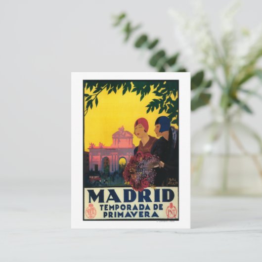 Madrid in het Springtime-Poster voor reispromotie Briefkaart (Staand voorkant)