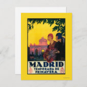 Madrid in het Springtime-Poster voor reispromotie Briefkaart (Voorkant / Achterkant)