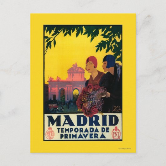 Madrid in het Springtime-Poster voor reispromotie Briefkaart (Voorkant)