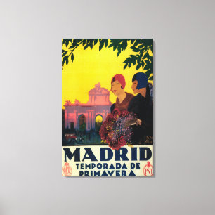 Madrid in het Springtime-Poster voor reispromotie Canvas Afdruk